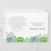 愛情エレガントある思い出の葬儀の多肉栽培の庭 サンキューカード (裏面)