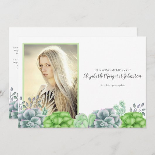 愛情エレガントある思い出の葬儀の多肉栽培の庭 サンキューカード (正面/裏面)