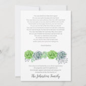 愛情エレガントある思い出の葬儀の多肉栽培の庭 サンキューカード (裏面)