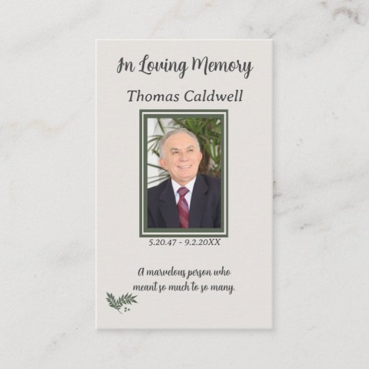 愛情エレガントのあるメシンプルモリ祈りの言葉カードの 名刺 (正面)