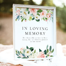 愛情エレガントのあるメモリ記号の赤面ピンクのフローラ ポスター