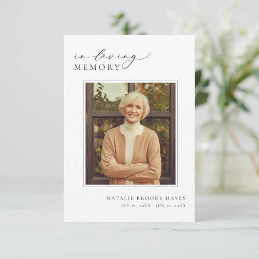 愛情エレガントの記憶で写真葬儀祈りの言葉カード (スタンド正面)