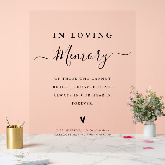 愛情シンプルのあるメモリ内のスクリプト アクリルサイン (ウェディング)