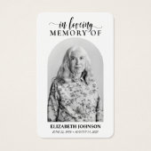 愛情シンプルの記憶の写真葬儀祈りの言葉カード (正面)