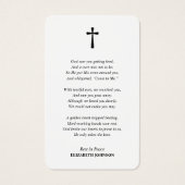 愛情シンプルの記憶の写真葬儀祈りの言葉カード (裏面)