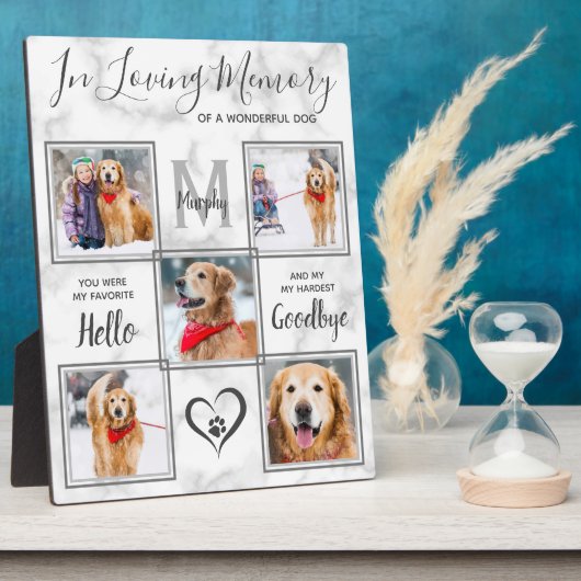 愛情深い思い出で愛犬のメモリアル5写真コラージュ フォトプラーク (側面)