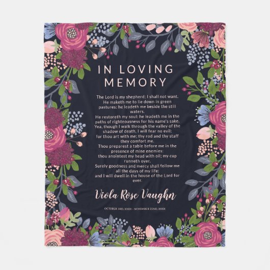 愛情記憶におけるバーガンディの花枠 フリースブランケット (正面)