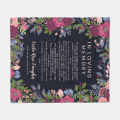 愛情記憶におけるバーガンディの花枠 フリースブランケット (正面(横))