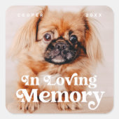 愛情記憶のペット記念シンプルヴィンテージ写真 スクエアシール (正面)