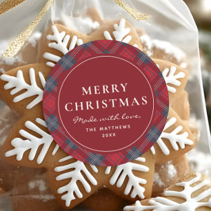 愛情込めて作られたクラシックな赤いクリスマスクッキー ラウンドシール