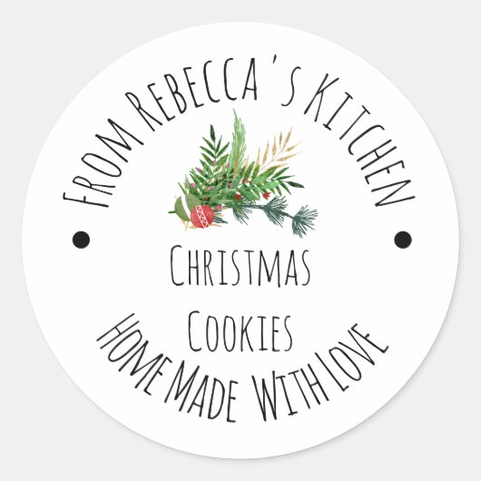 愛情込めて手作り ラスティック クリスマス クッキー ラウンドシール (正面)