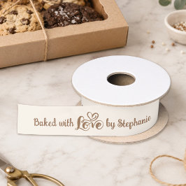 愛情込めて焼きました by 名前 手書き風ハート サテンリボン