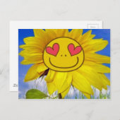 愛情,幸せ,ひまわり,カラフル,花,アニメーション ポストカード (正面/裏面)