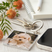 愛想あふれるペットの思い出シンプルの写モダン真 キーホルダー (正面右)