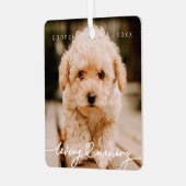 愛想あふれるペットの思い出シンプルの写モダン真 メタルオーナメント (正面左)