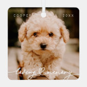 愛想あふれるペットの思い出シンプルの写モダン真 メタルオーナメント (裏面)