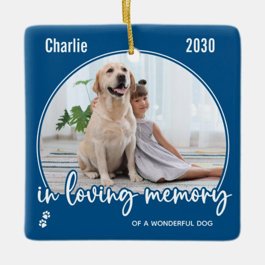 愛想の愛犬のペットモダンメモリアル2写真 セラミックオーナメント (正面)