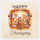 愛想の良いウッドランドの動物紅葉 スクエアシール (正面)