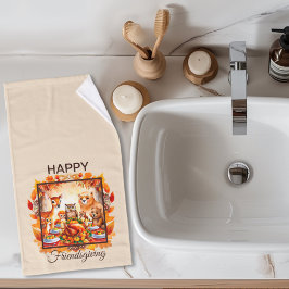 愛想の良いウッドランドの動物紅葉 ハンドタオル