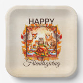 愛想の良いウッドランドの動物紅葉 ペーパープレート (正面)