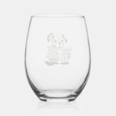 愛想の良いニュース読ドッグの新聞Tシャツ ステムなしワイングラス (裏面)