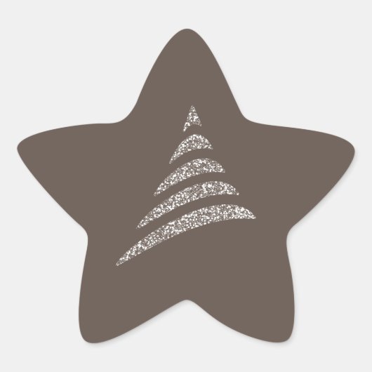 愛想の良いモノクロ芸術的クリスマスツリー 星シール (正面)