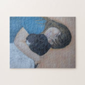 愛想の良い可愛い写真で大きな犬を抱き締める ジグソーパズル (横)