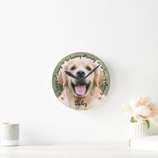 愛想の記憶の中でのペットの死の記念犬の写真 ラウンド壁時計 (ホーム)