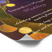 愛感動的の木パープル結婚のサイン ポスター (角)