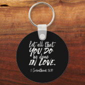 愛感動的聖なる書物、 経典- 1コリント16:14 キーホルダー (裏面)