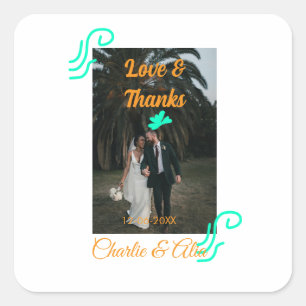 愛感謝していとの結婚カップルの写真モダンを追加する スクエアシール