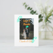 愛感謝していとの結婚カップルの写真モダンを追加する ポストカード (スタンド正面)