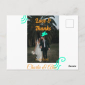 愛感謝していとの結婚カップルの写真モダンを追加する ポストカード (裏面)