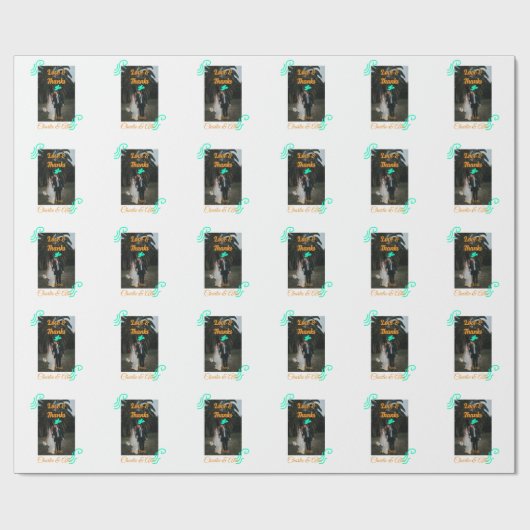 愛感謝していとの結婚カップルの写真モダンを追加する ラッピングペーパー (フラット)