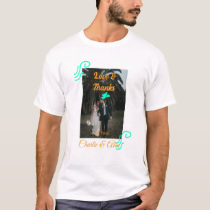 愛感謝していとの結婚カップルの写真モダンを追加する Tシャツ
