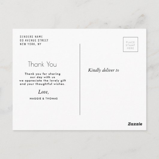 愛感謝していとの結婚サンキューカード ポストカード (裏面)