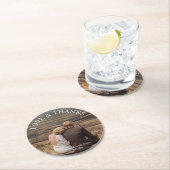 愛感謝していとエレガントタイポグラフィ結婚の写真 ラウンドペーパーコースター (インサイチュ)