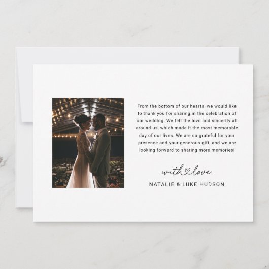 愛感謝していとモダンパーソナライズされたの写真 サンキューカード (裏面)