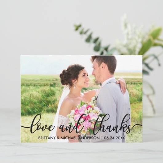 愛感謝していとモダン結婚感謝の写真B サンキューカード (スタンド正面)