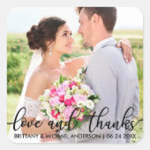 愛感謝していとモダン結婚感謝の写真B スクエアシール (正面)