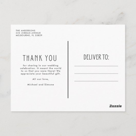 愛感謝していと写真結婚に感謝 ポストカード (裏面)