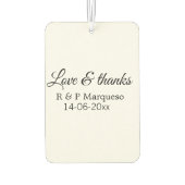 愛感謝していと追加カップル名結婚の追加の日付yea カーエアーフレッシュナー (裏面)