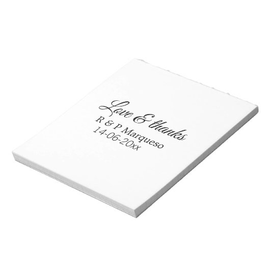 愛感謝していと追加カップル名結婚の追加の日付yea ノートパッド (回転)