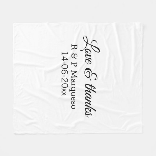 愛感謝していと追加カップル名結婚の追加の日付yea フリースブランケット (正面(横))