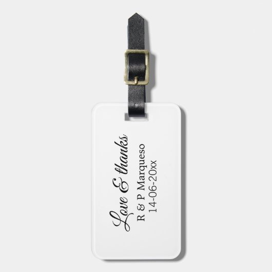 愛感謝していと追加カップル名結婚の追加の日付yea ラゲッジタグ (正面縦)