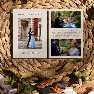 愛感謝していと3倍結婚の写真エレガント サンキューカード