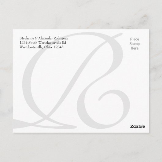 愛感謝していとShireの結婚写真サンキューカード ポストカード (裏面)