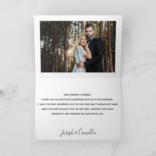 愛感謝していとWhimsyの結婚写真 サンキューカード (内部)