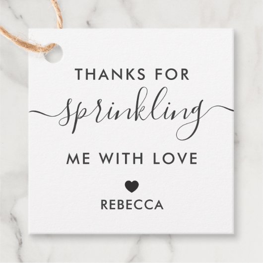 愛感謝していの贈り物のラベルを振りかけるベビー フェイバータグ (正面)