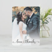 愛感謝していハート花嫁と花婿の結婚写真 サンキューカード (スタンド正面)